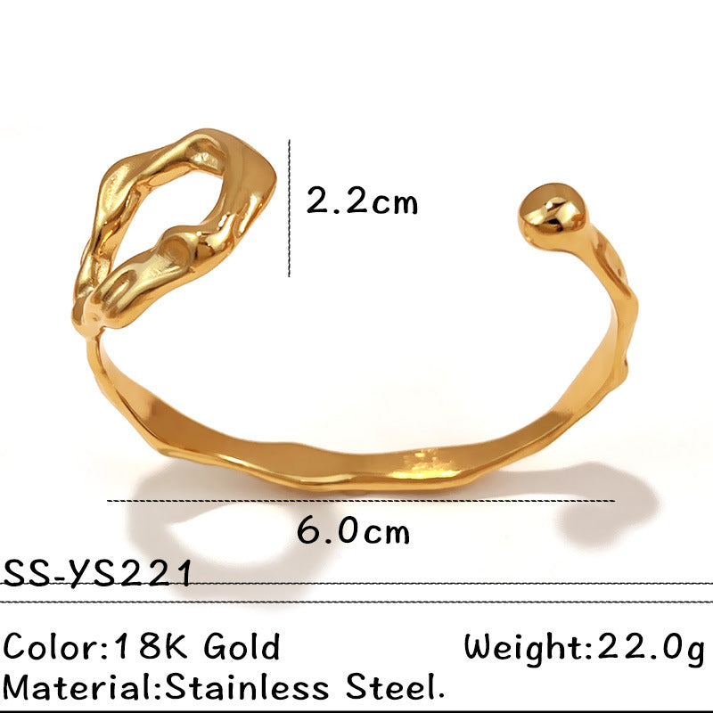 Gold Cuff Bracelet for Women – Adjustable Stainless Steel Bangle, Minimalist Fashion Jewelry
