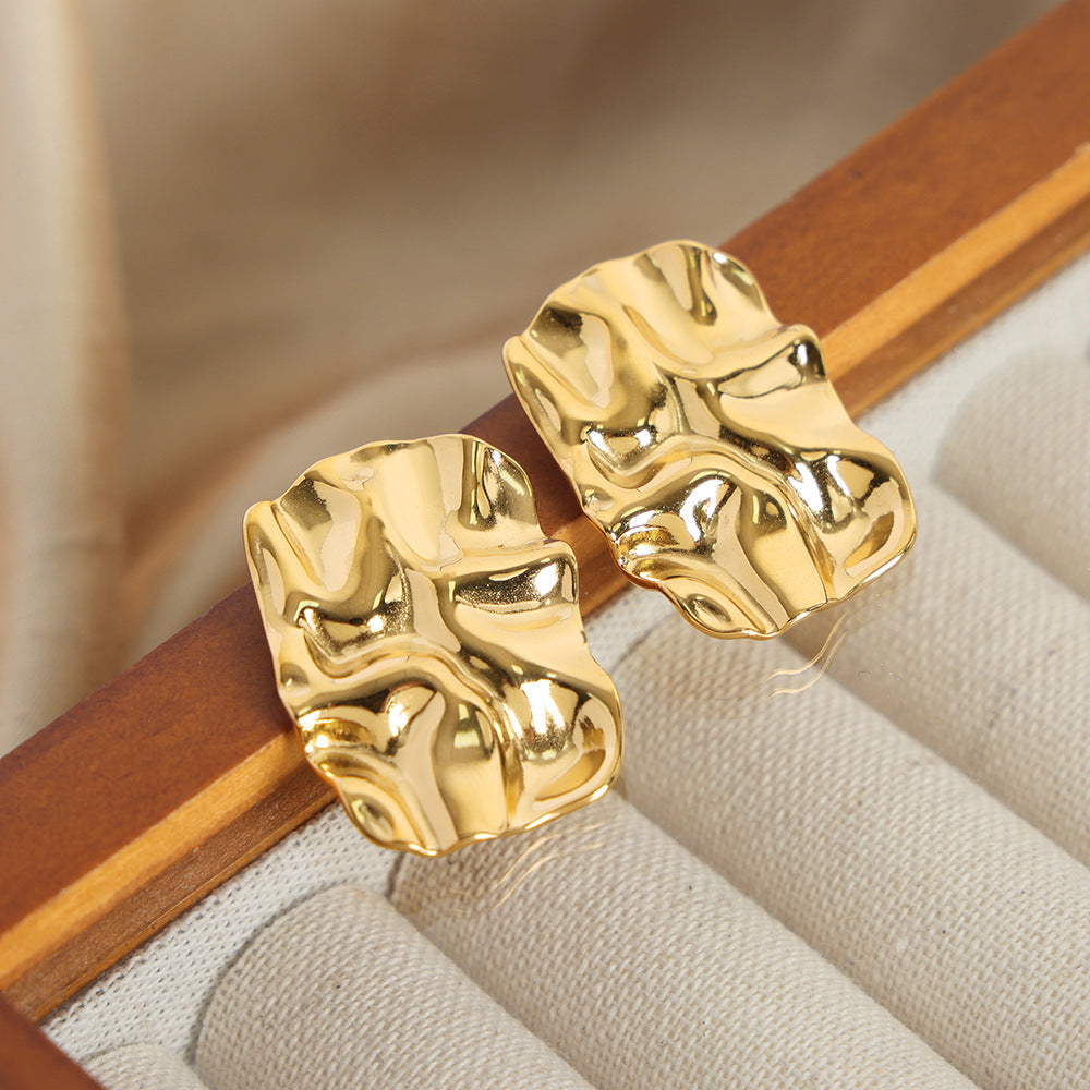 Gold Statement Earrings for Women – Chunky Irregular Abstract Stud Earrings