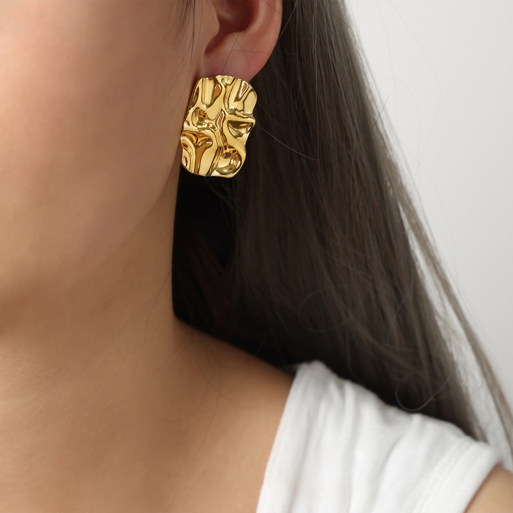 Gold Statement Earrings for Women – Chunky Irregular Abstract Stud Earrings