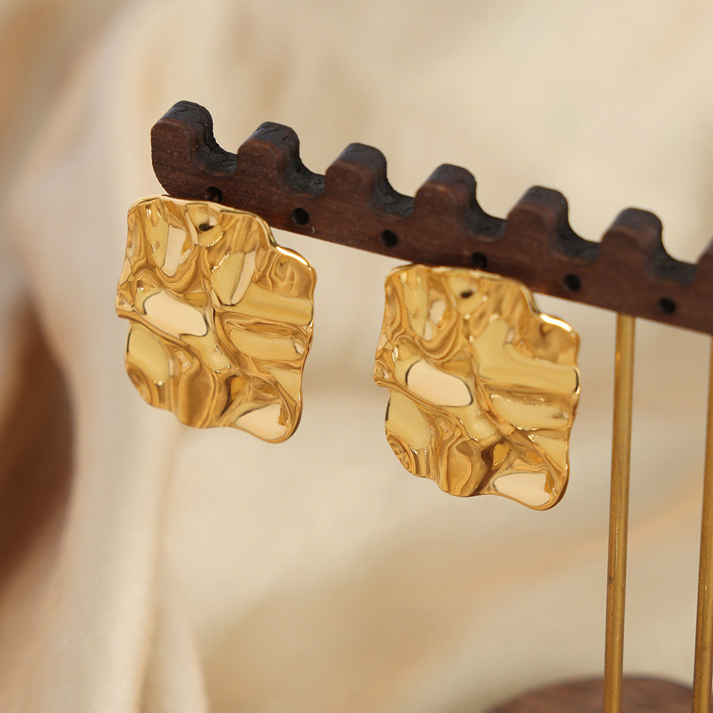 Gold Statement Earrings for Women – Chunky Irregular Abstract Stud Earrings