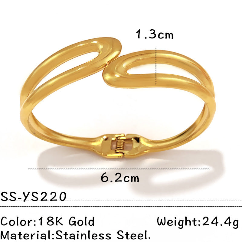 Gold Cuff Bracelet for Women – Adjustable Stainless Steel Bangle, Minimalist Fashion Jewelry