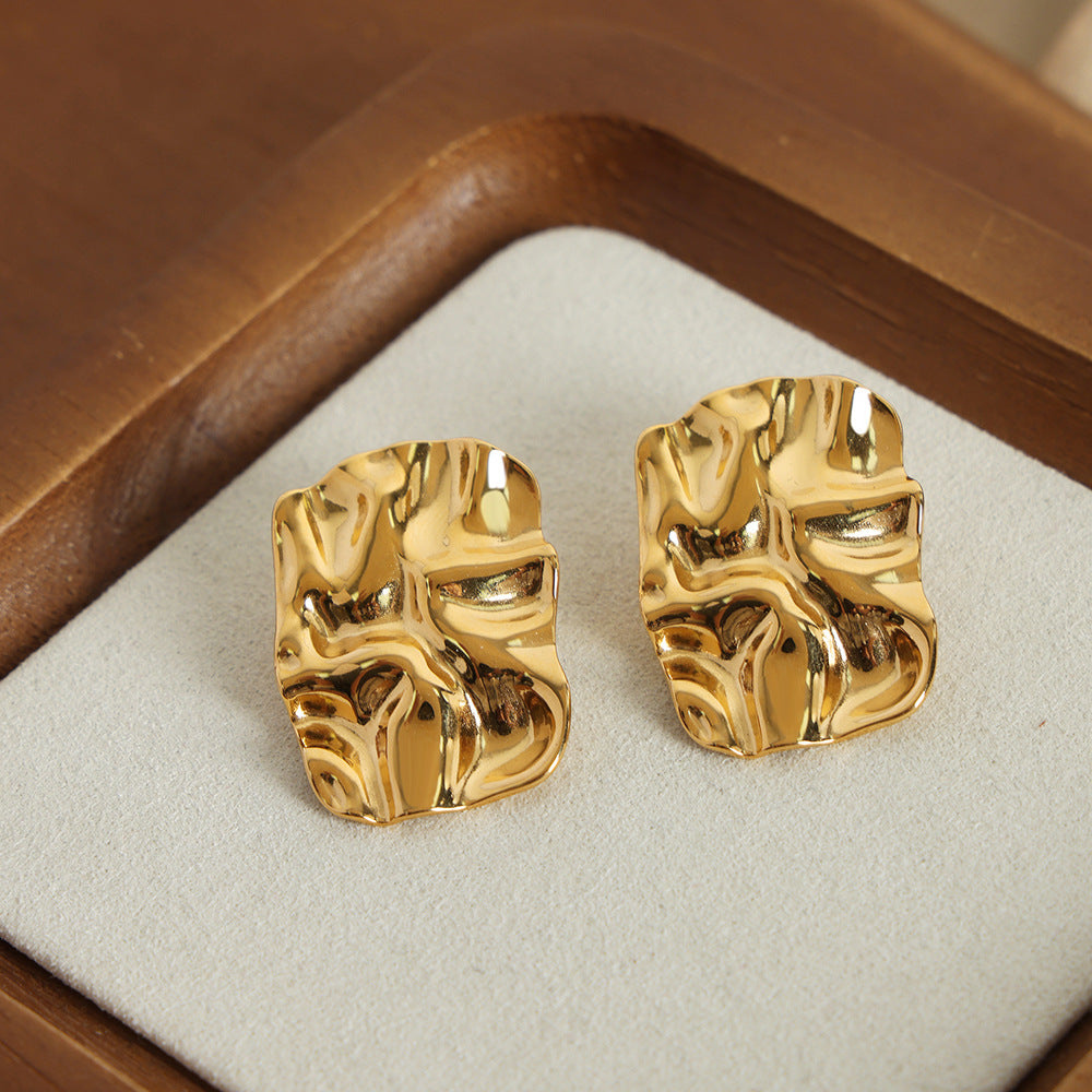 Gold Statement Earrings for Women – Chunky Irregular Abstract Stud Earrings