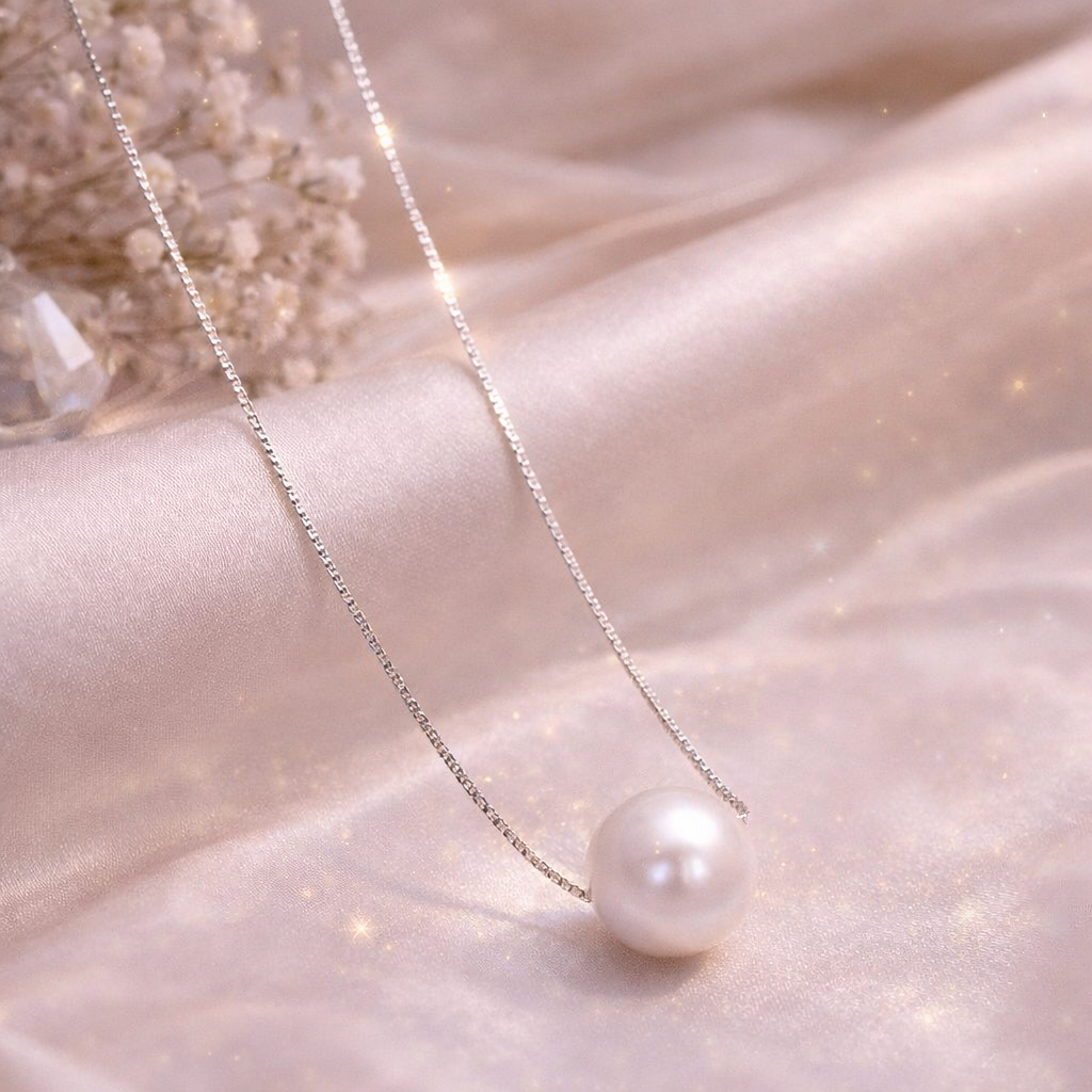 925 Sterling Silver Pearl Necklace – Freshwater Pearl Clavicle Pendant Minimalist Jewelry