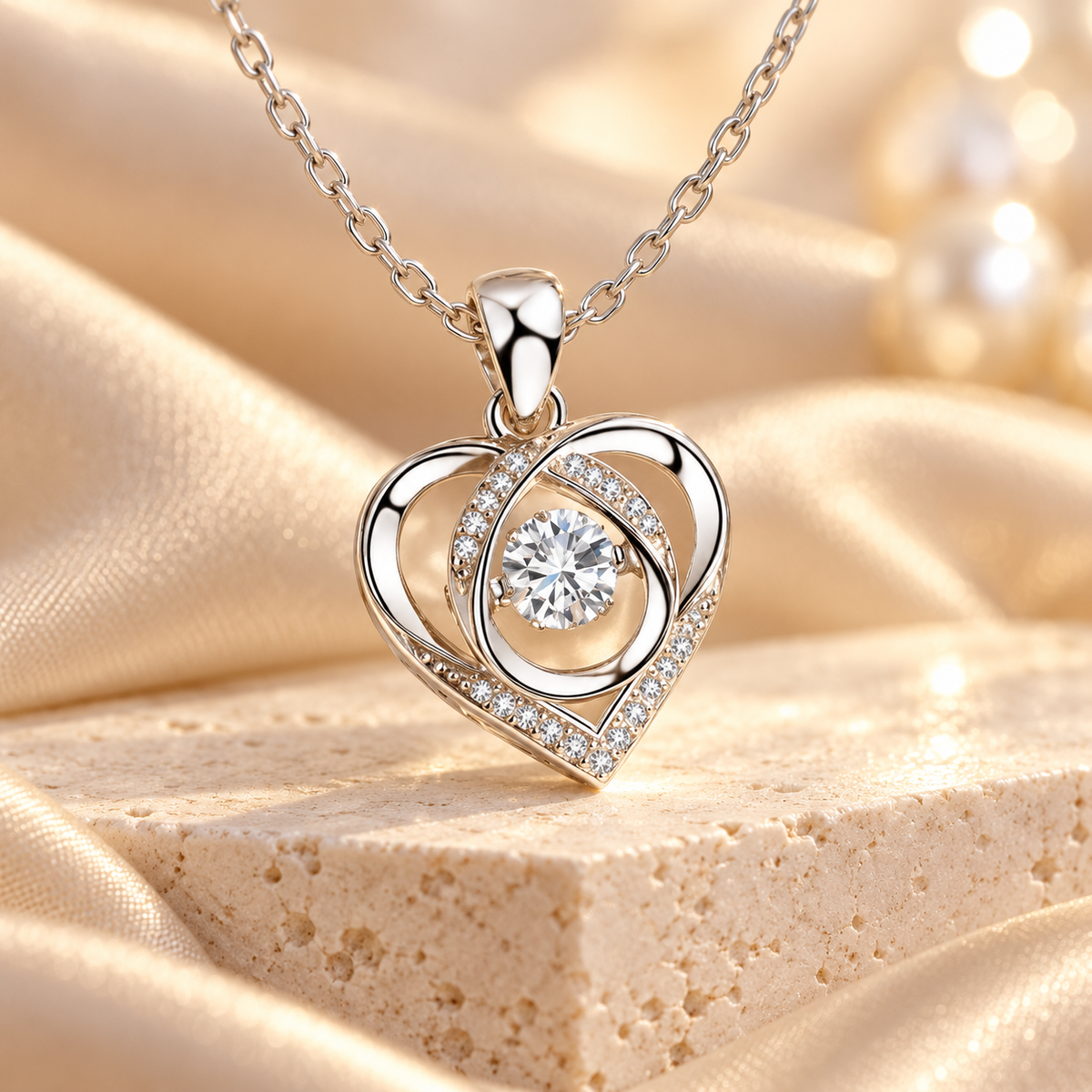 Dancing Stone Heart Necklace for Women