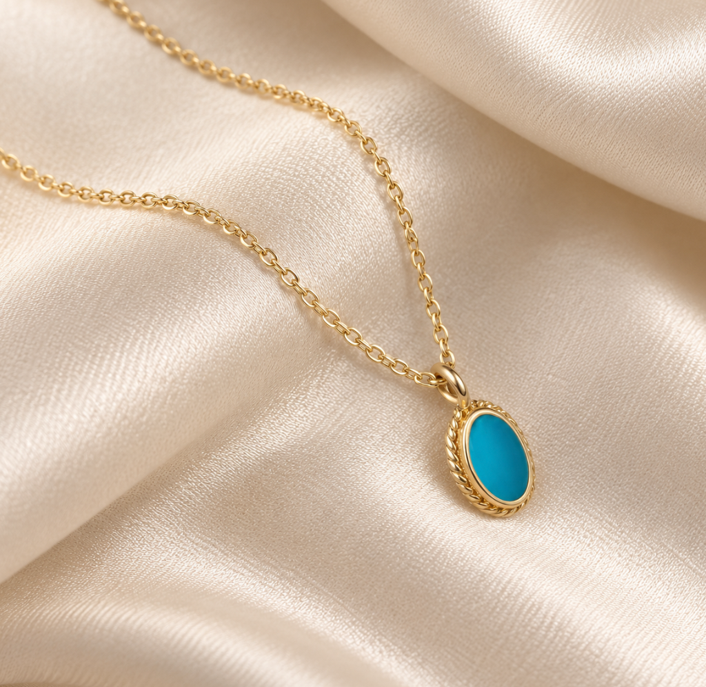 925 Sterling Silver Turquoise Pendant Necklace