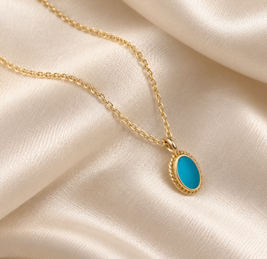 925 Sterling Silver Turquoise Pendant Necklace