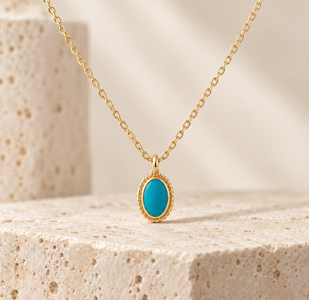 925 Sterling Silver Turquoise Pendant Necklace