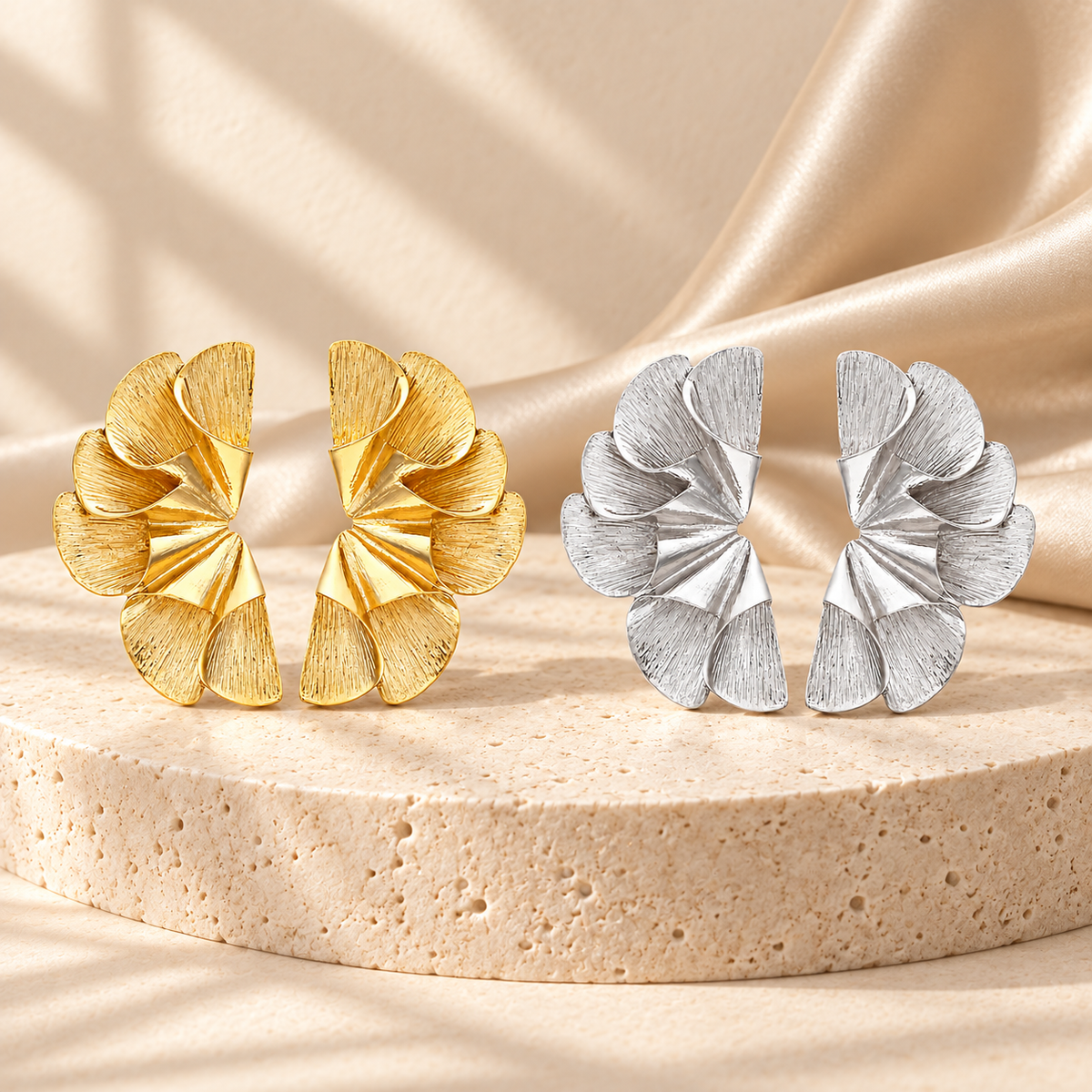Sculpted Leaf Statement Earrings