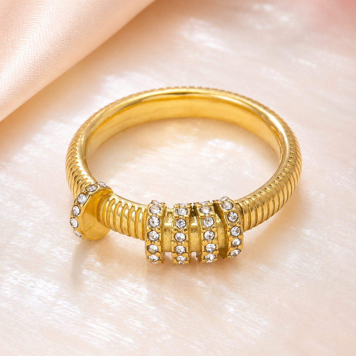 Gold-Tone Crystal Statement Ring