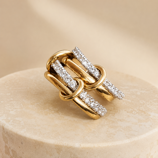 Layered Gold & Zircon Stackable Ring Set