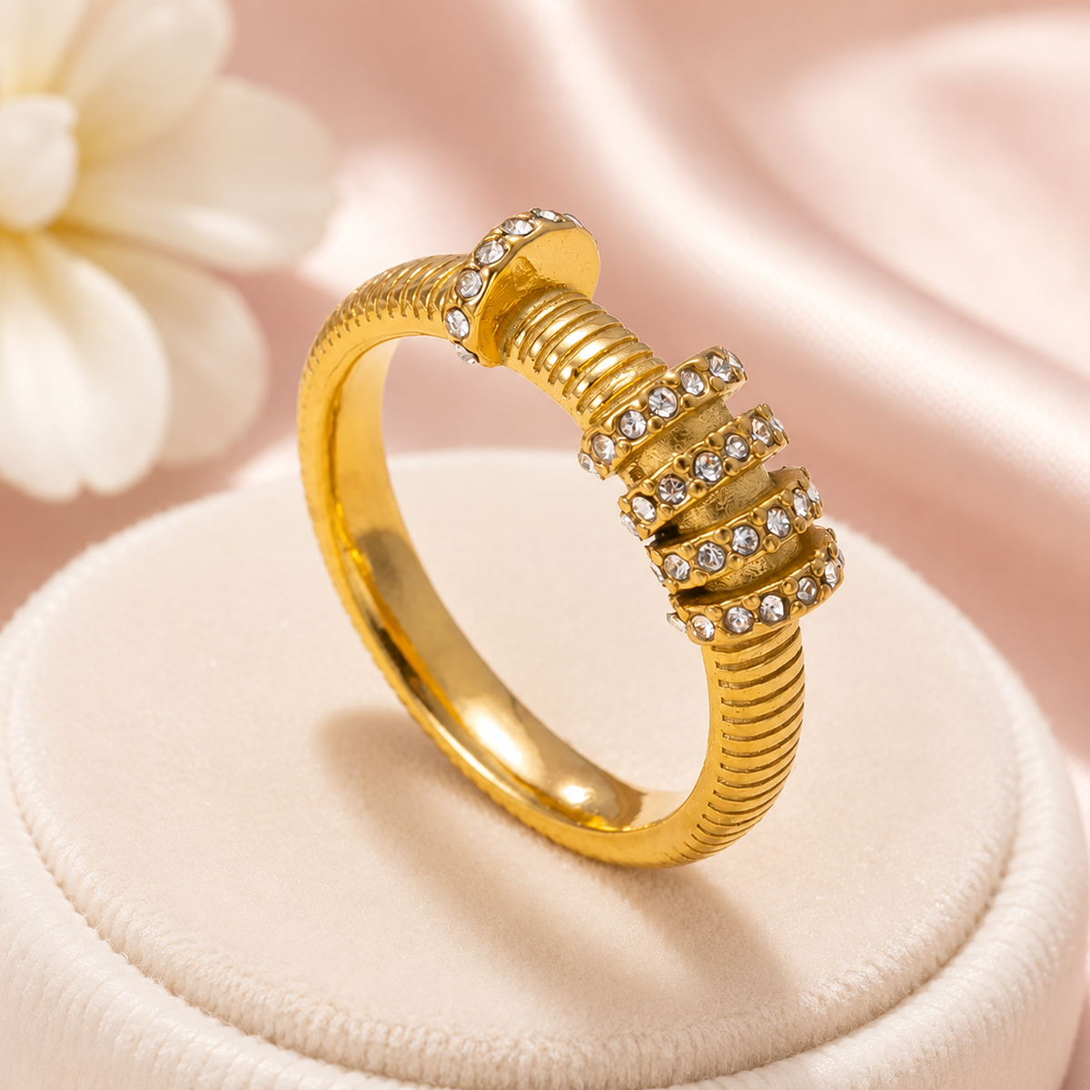 Gold-Tone Crystal Statement Ring