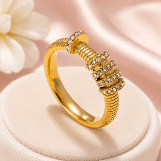 Gold-Tone Crystal Statement Ring