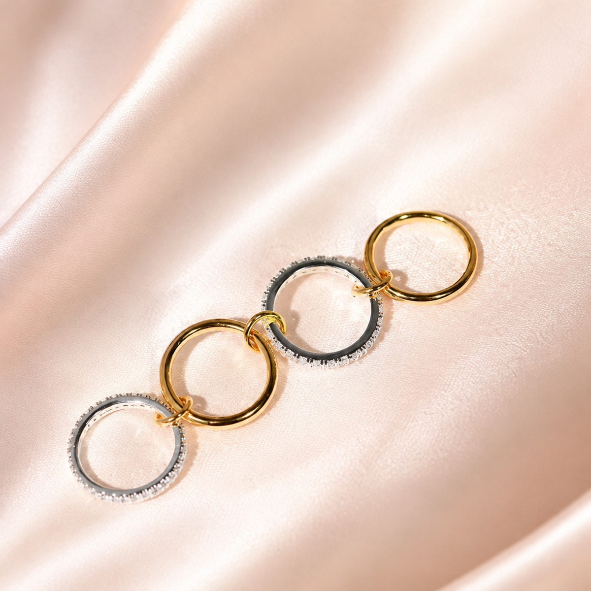 Layered Gold & Zircon Stackable Ring Set